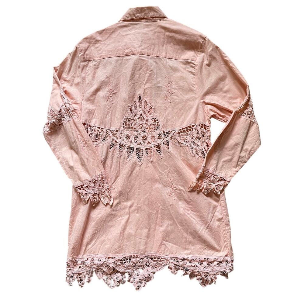 Vintage Lace Soft Pink Button Down Dress Womens Size Small Western Cottage boho - Picture 2 of 10